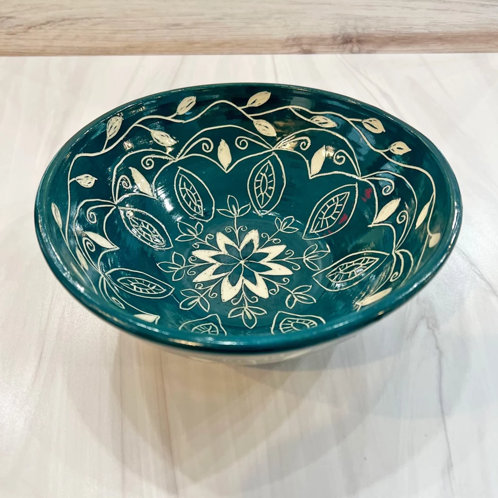Green Sgraffito Bowl